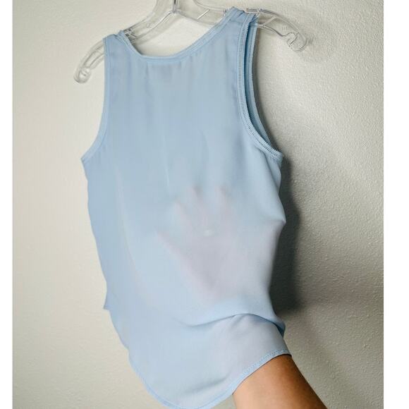 NWT Banana Republic Light Blue Picot Trim Semi Sheer Tank Top XSP - Picture 5 of 11